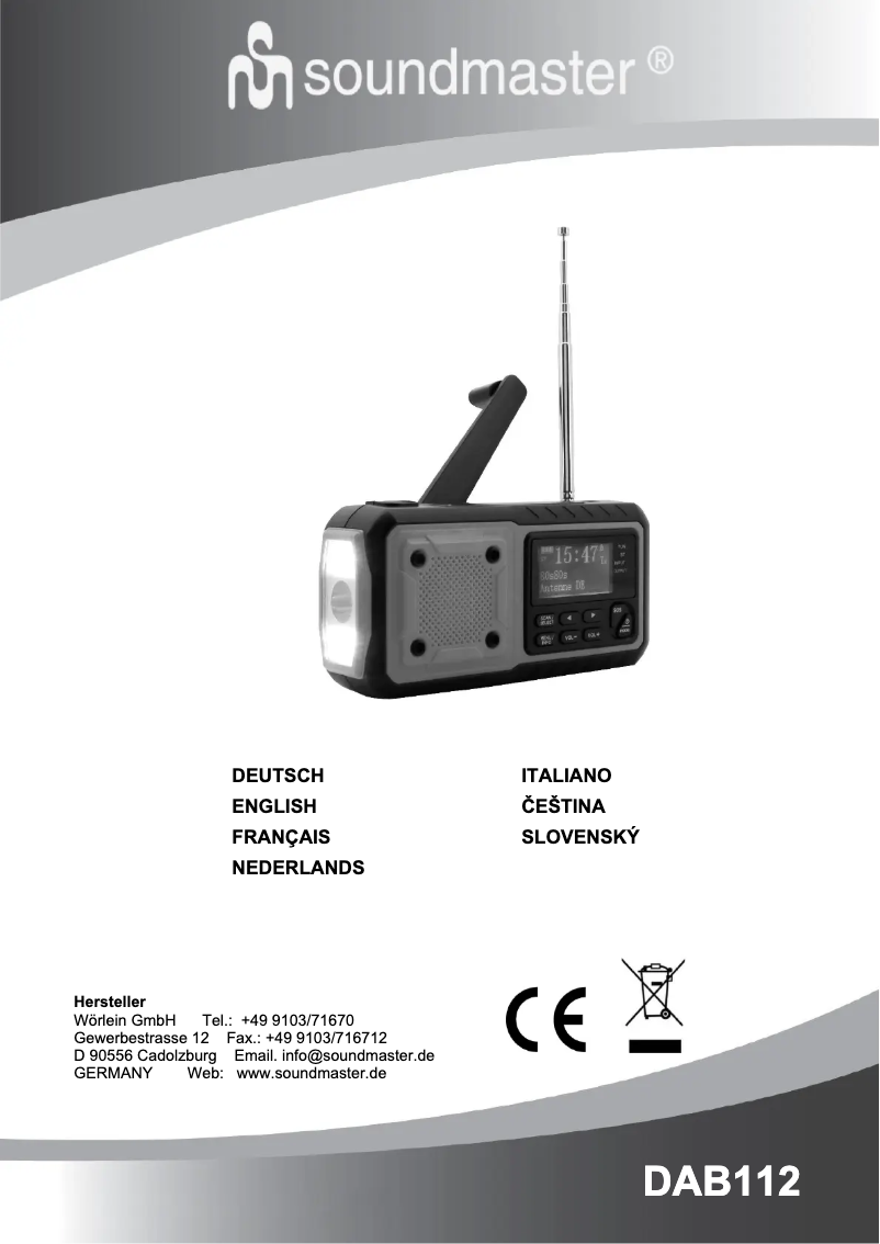 Page 1 de la notice Manuel utilisateur Soundmaster DAB112