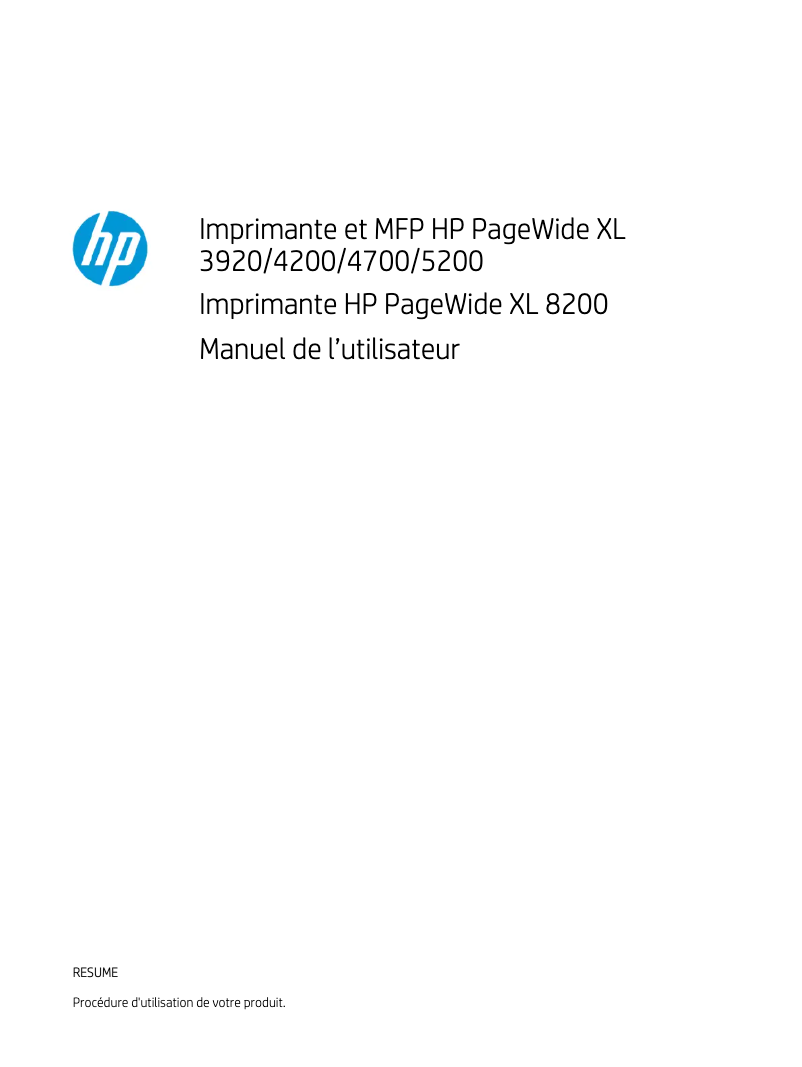 Imagen de la primera página del manual del dispositivo PageWide XL 3920