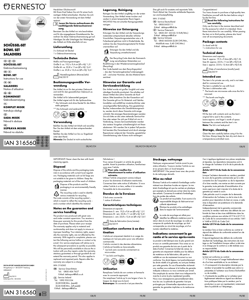 Image de la première page du manuel de l'appareil IAN 316560