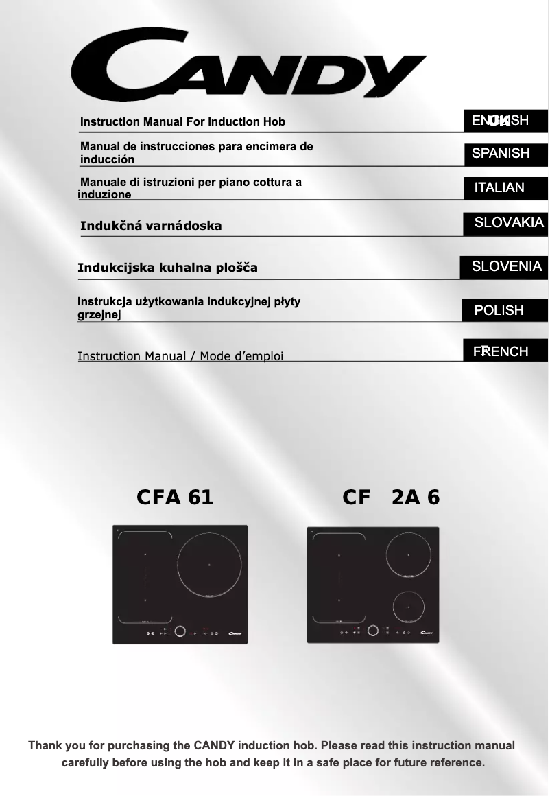 Page n°1 - Manuel utilisateur Candy CFIB636DV