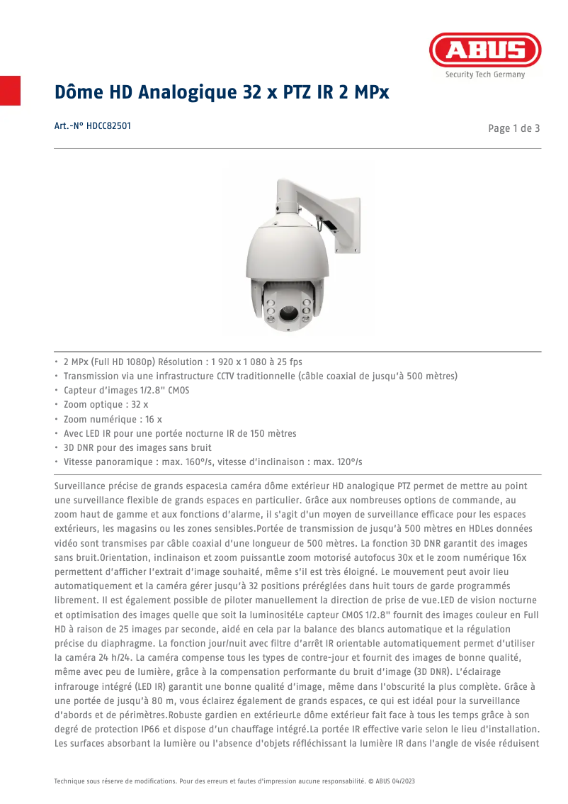 Imagen de la primera página del manual del dispositivo HDCC82501