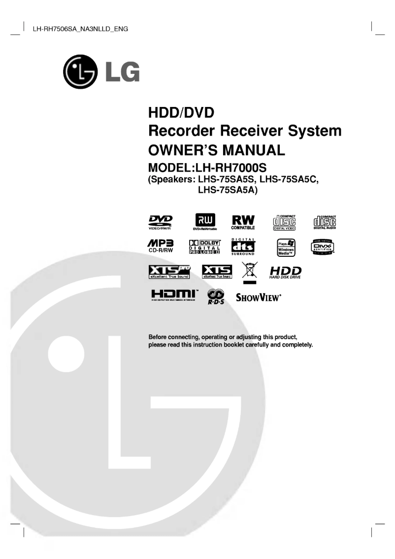 Page n°1 - Manuel utilisateur LG LH-RH7000S