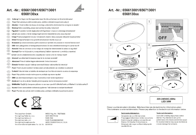 Image de la première page du manuel de l'appareil Alabaster 656613001