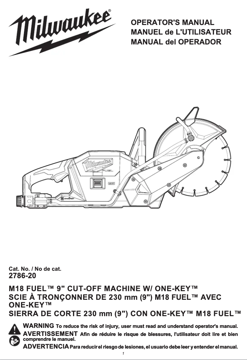 Image de la première page du manuel de l'appareil M18 Fuel ONE-KEY 2786-22HD
