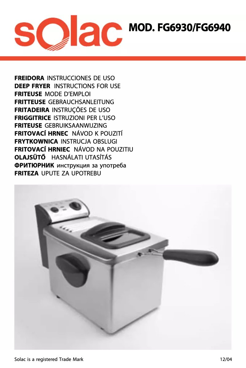 Page n°1 - Manuel utilisateur Solac FG6930