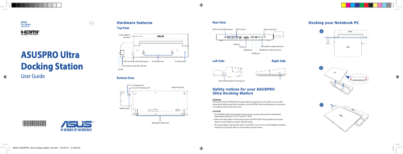 Page n°1 - Manuel utilisateur Asus PRO Ultra Docking Station