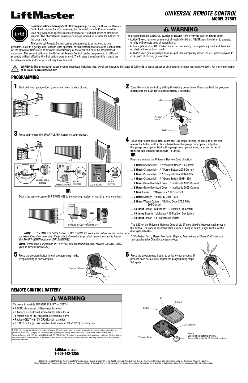 Página 1 del manual Manual de usuario LiftMaster 375UT