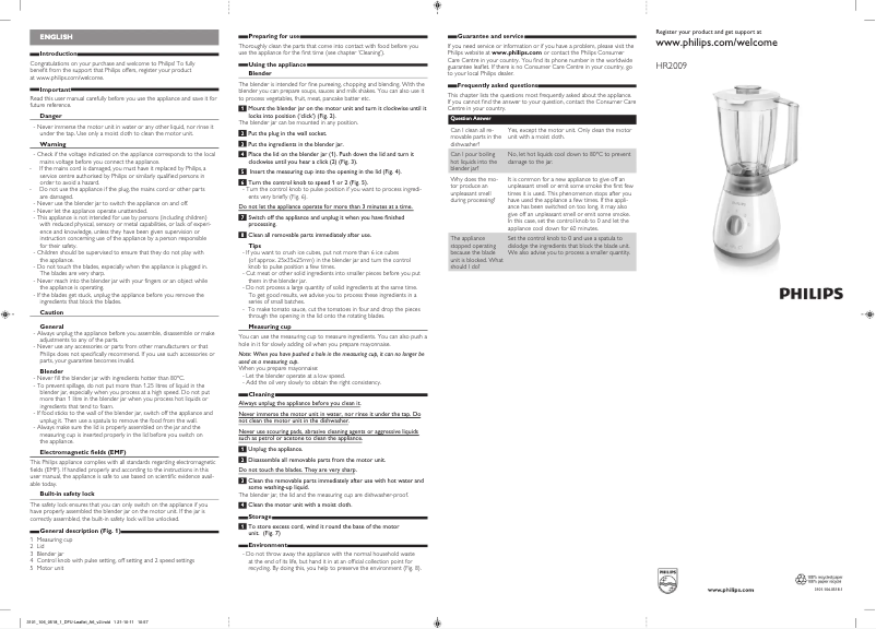 Page n°1 - Manuel utilisateur Philips Daily Collection HR2009