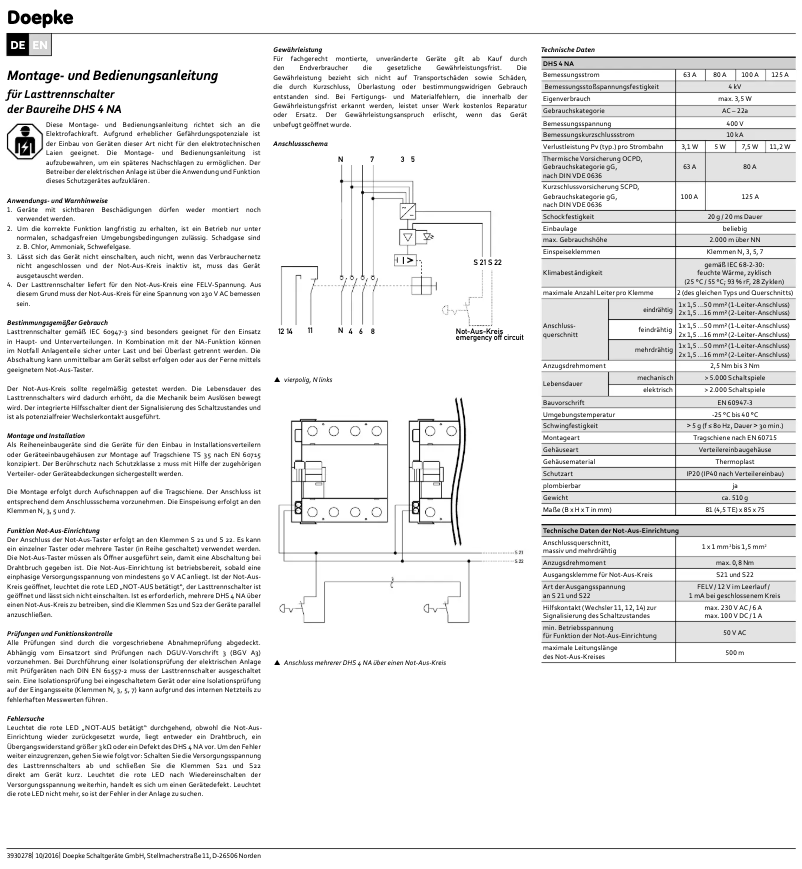 Image de la première page du manuel de l'appareil DHS 4-063 NA