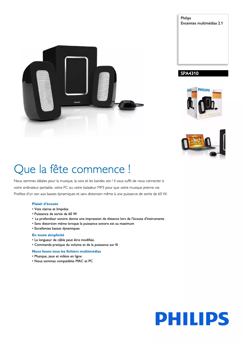 Image de la première page du manuel de l'appareil SPA4310