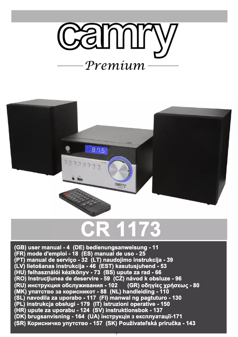 Page n°1 - Manuel utilisateur Adler CR 1173