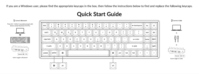 Page 1 de la notice Guide de démarrage rapide Keychron K14 Pro