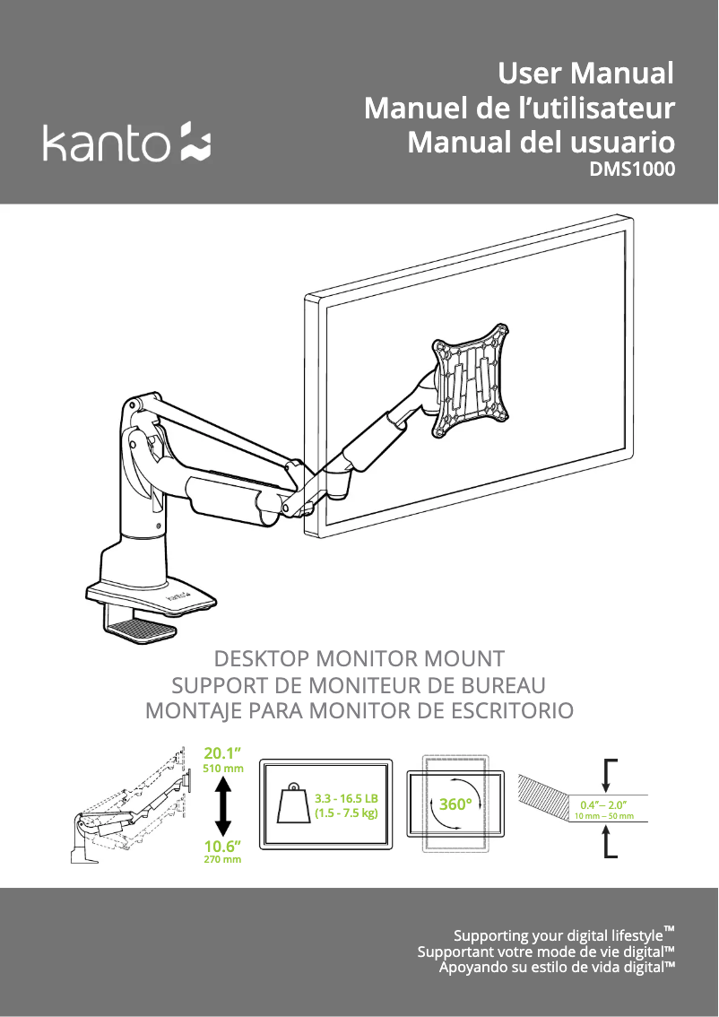 Page 1 de la notice Manuel utilisateur Kanto DMS1000