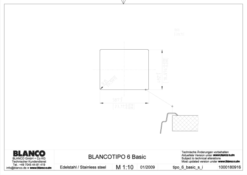 Page 1 de la notice Manuel utilisateur BLANCO TIPO 6 BASIC