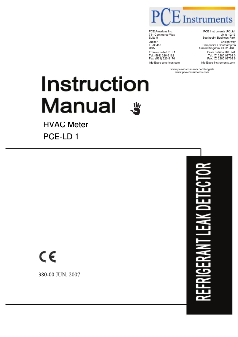 Page 1 de la notice Manuel utilisateur PCE Instruments PCE-LD 1