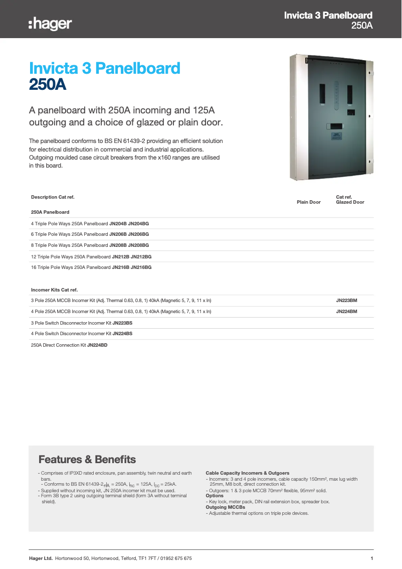 Page n°1 - Fiche technique Hager JN208BG