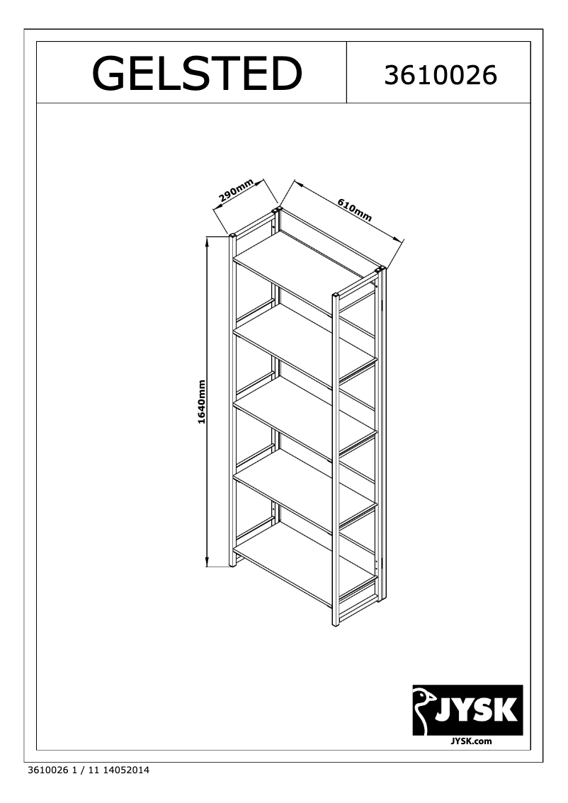 Page 1 de la notice Manuel utilisateur JYSK Gelsted (61x164x29)