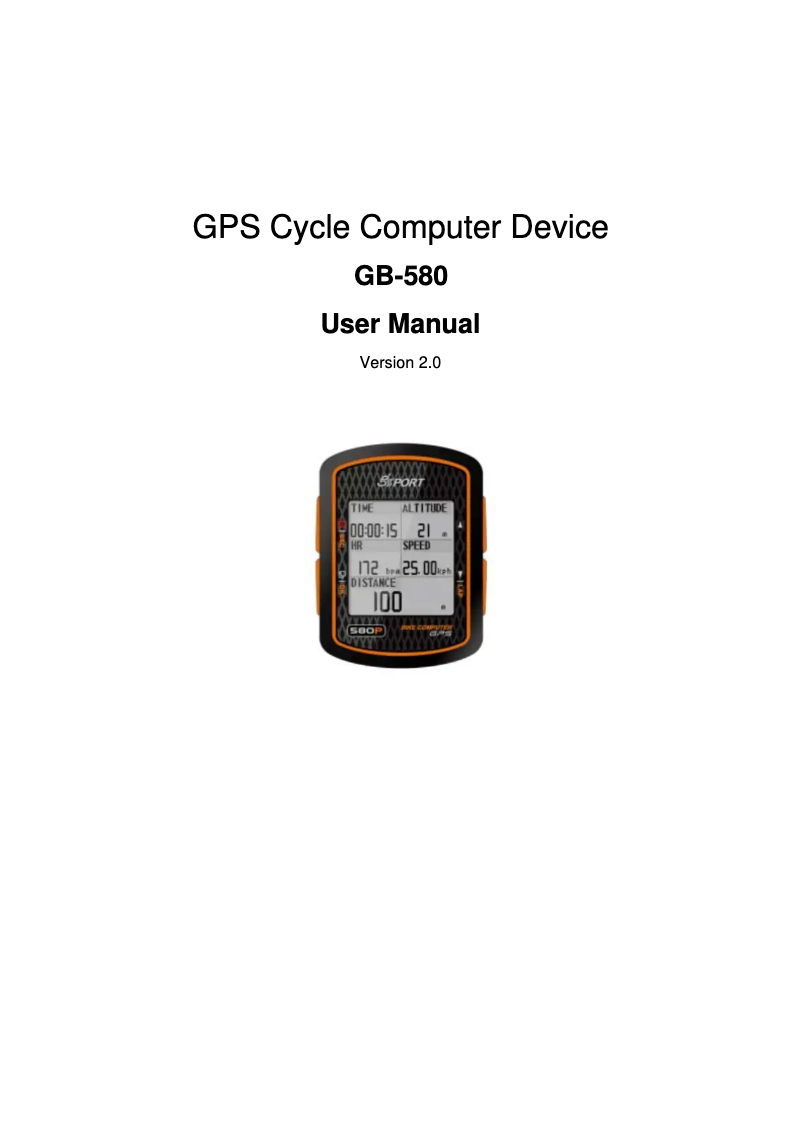 Image de la première page du manuel de l'appareil GB-580
