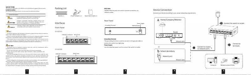 Page 1 de la notice Manuel utilisateur Hikvision DS-3E0508-E