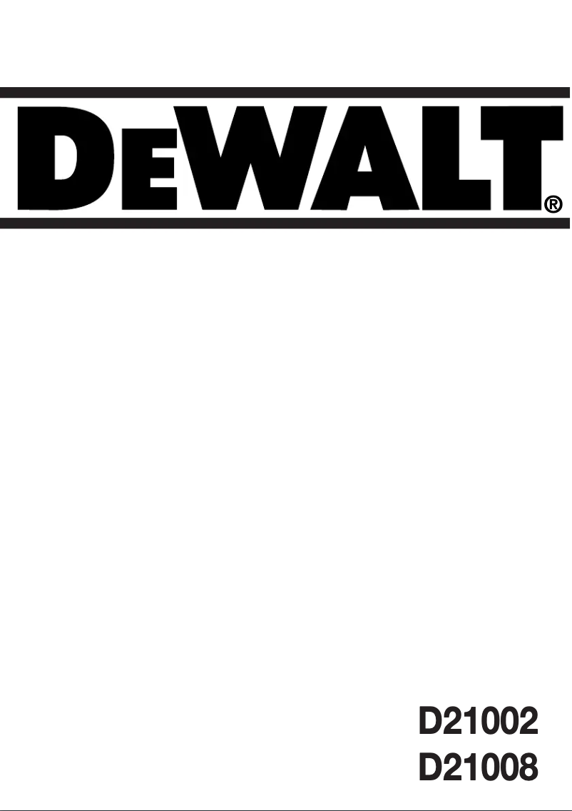 Page 1 de la notice Manuel utilisateur DeWalt D21002