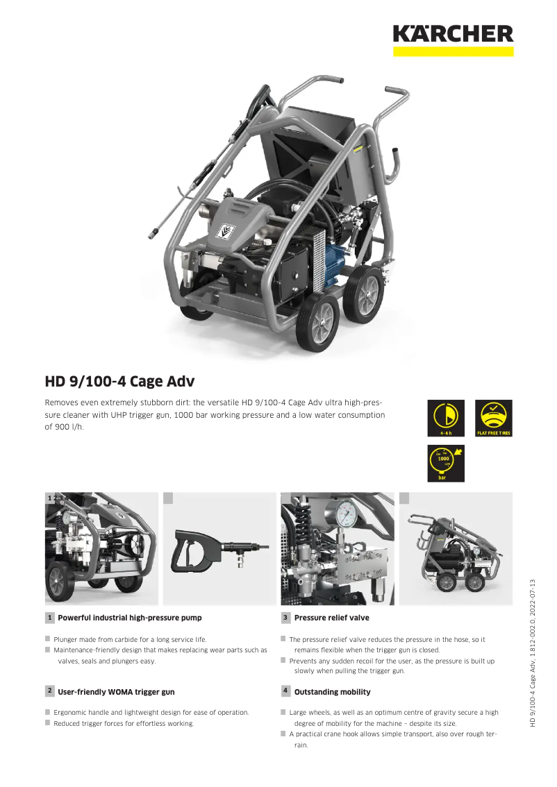 Página 1 del manual Ficha técnica Kärcher HD 9/100-4 Cage Adv