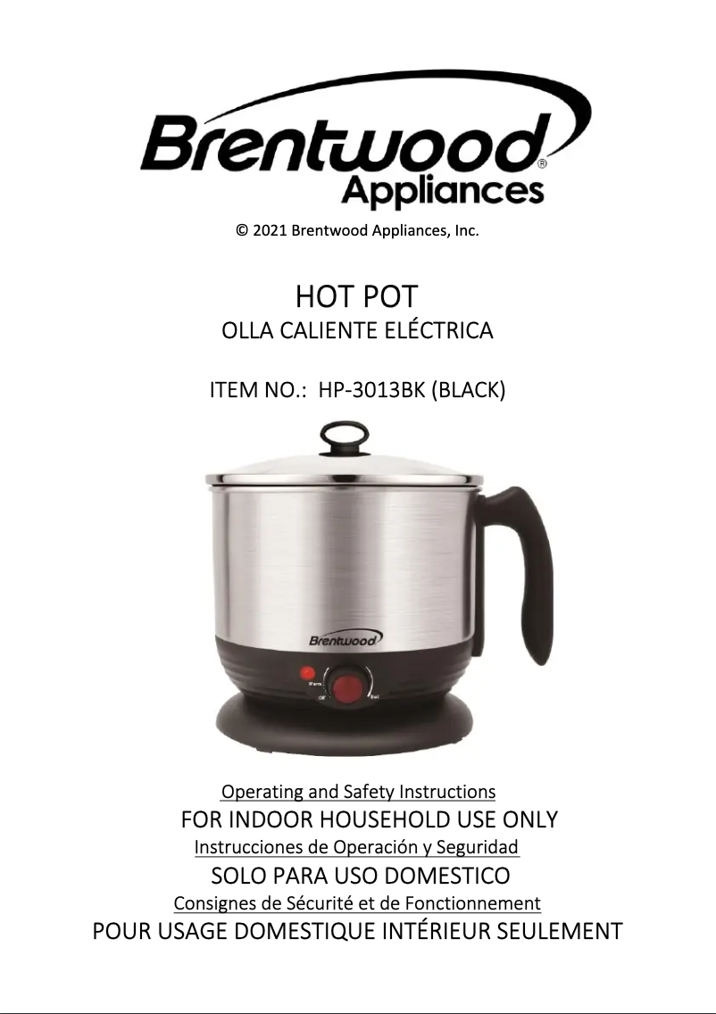 Page n°1 - Manuel utilisateur Brentwood HP-3013BK