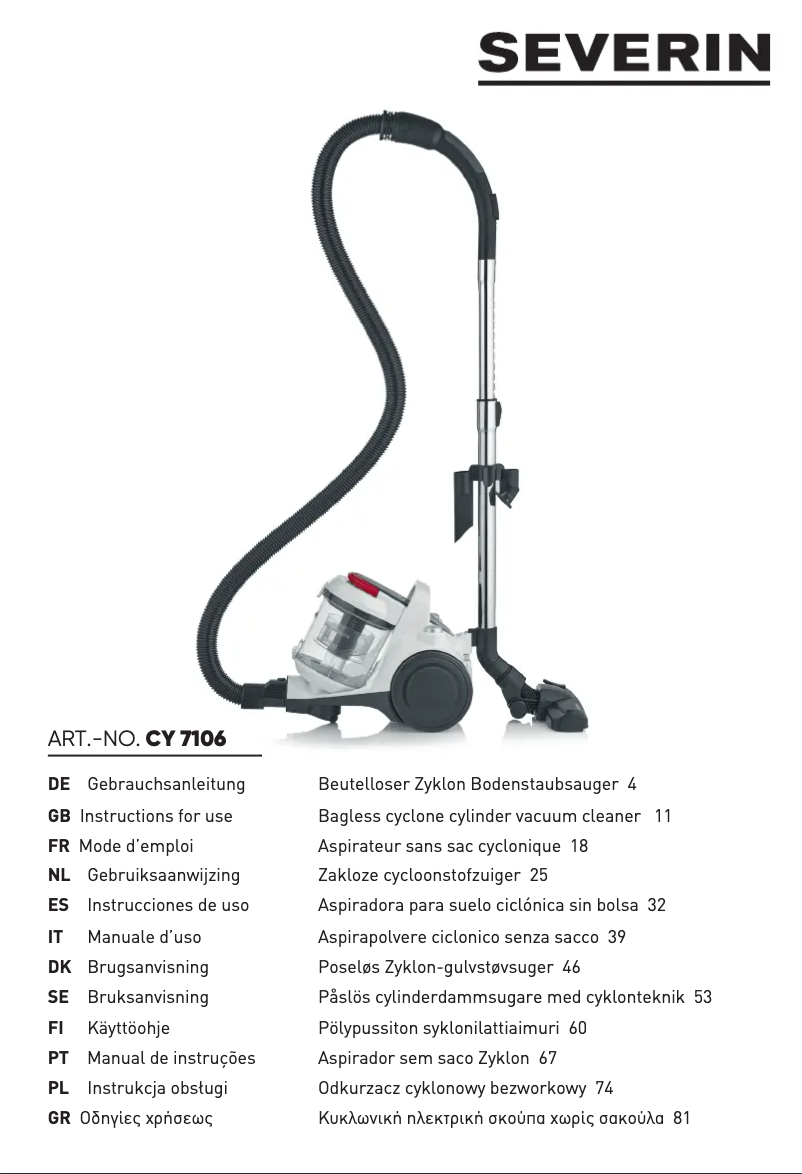 Page 1 de la notice Manuel utilisateur Severin CY 7106