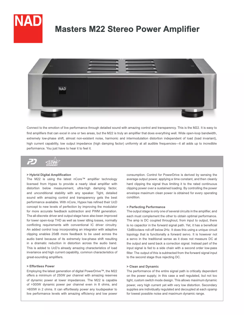 Page n°1 - Fiche technique NAD M22