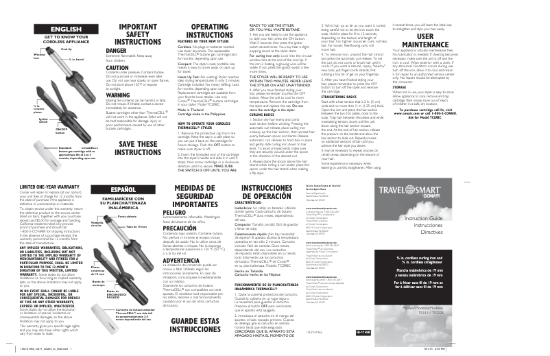 Page 1 de la notice Manuel utilisateur Conair TS311