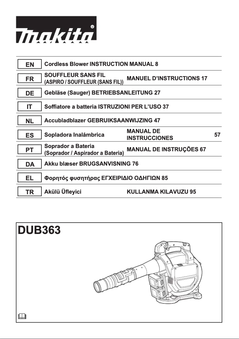 Page 1 de la notice Manuel utilisateur Makita DUB363