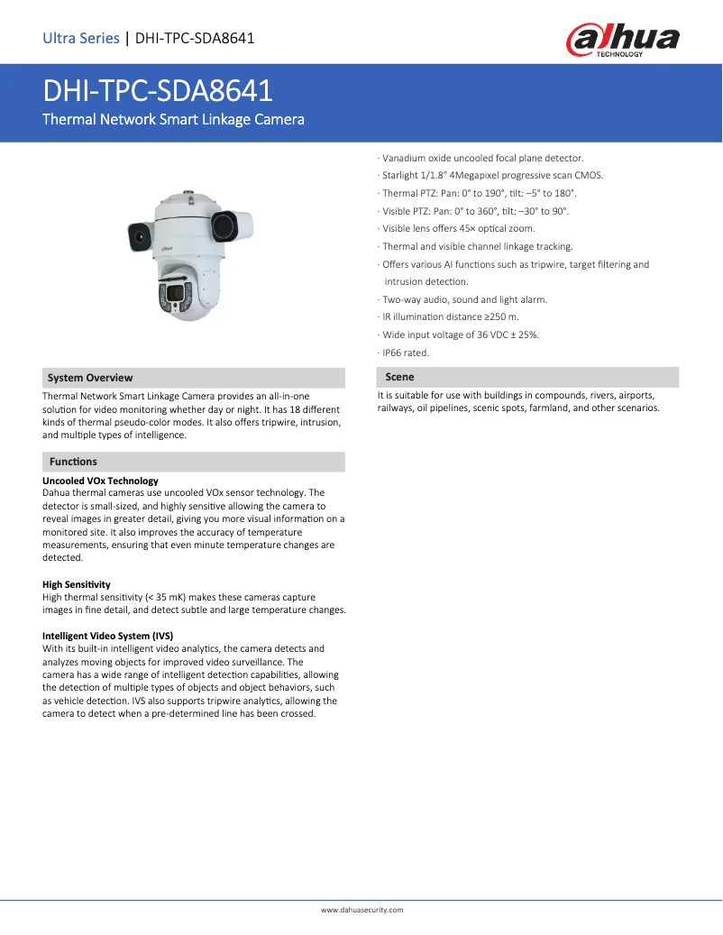 Page n°1 - Fiche technique Dahua Technology TPC-SDA8641