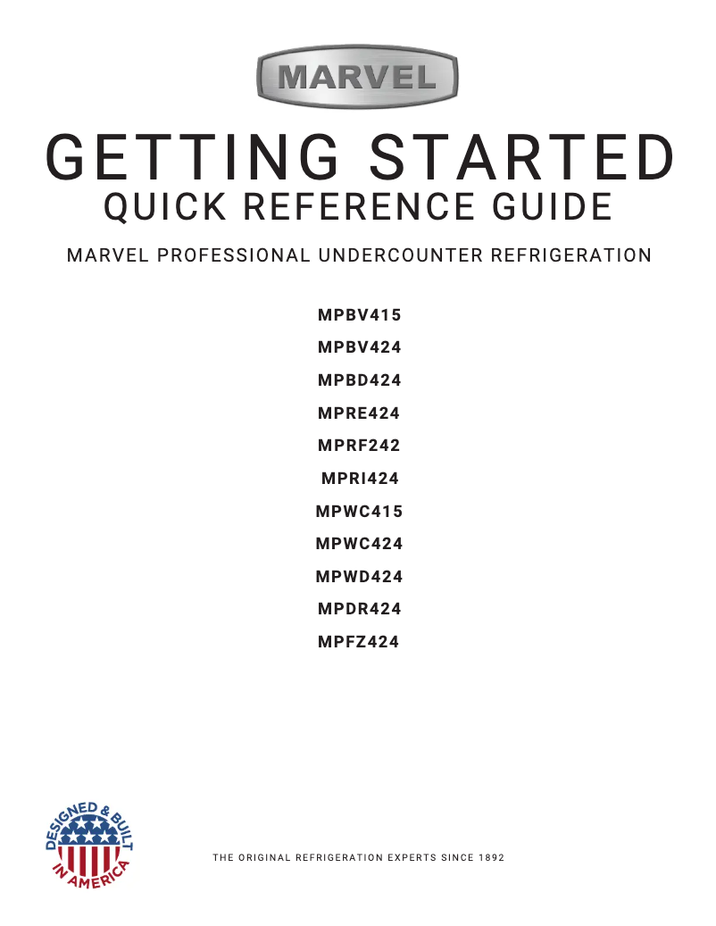 Page 1 de la notice Guide d'installation Marvel MPBV415IS31A