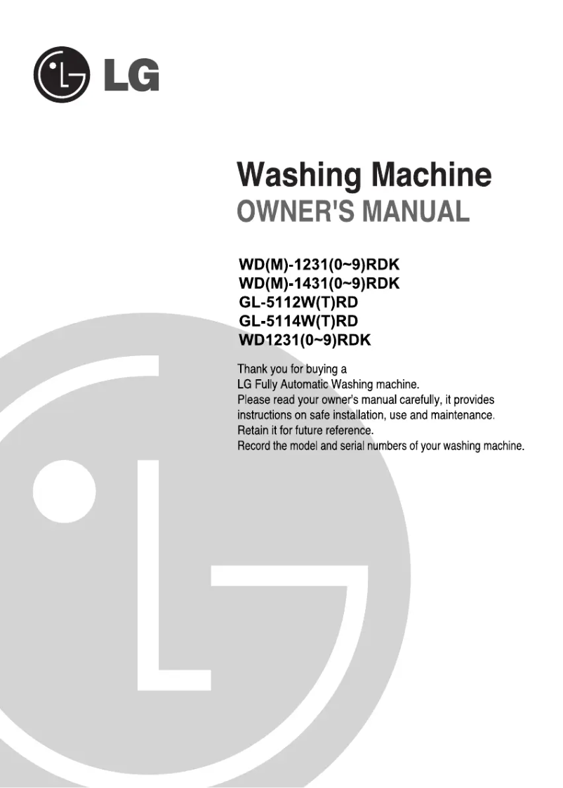Page n°1 - Manuel utilisateur LG WD12317RDK