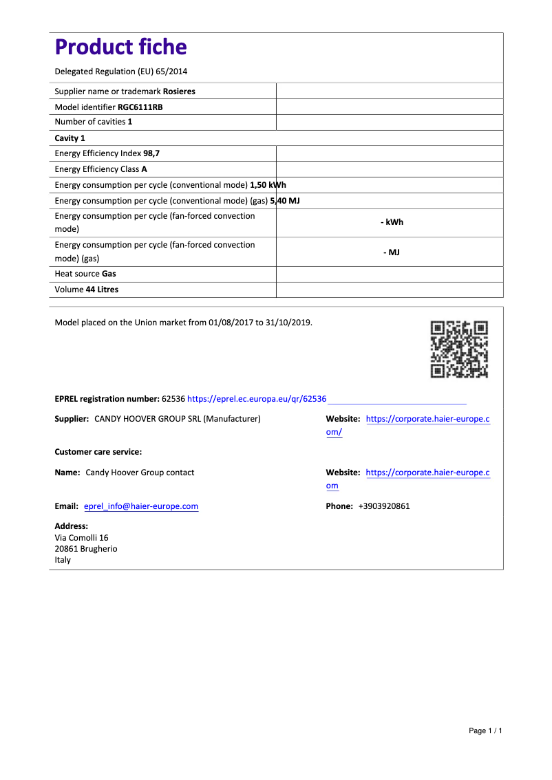 Image de la première page du manuel de l'appareil RGC 6111 RB