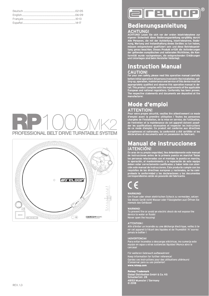 Image de la première page du manuel de l'appareil RP-1000 MK2