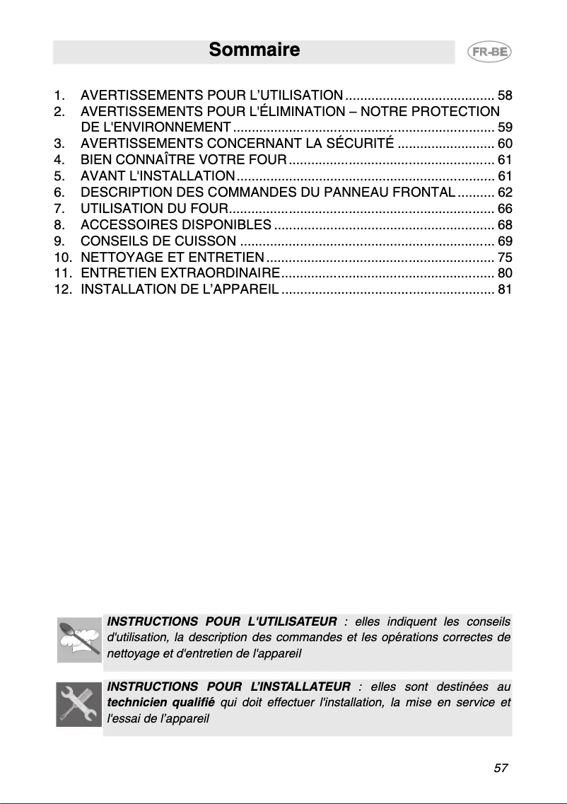 Page n°1 - Manuel utilisateur Smeg SC 166