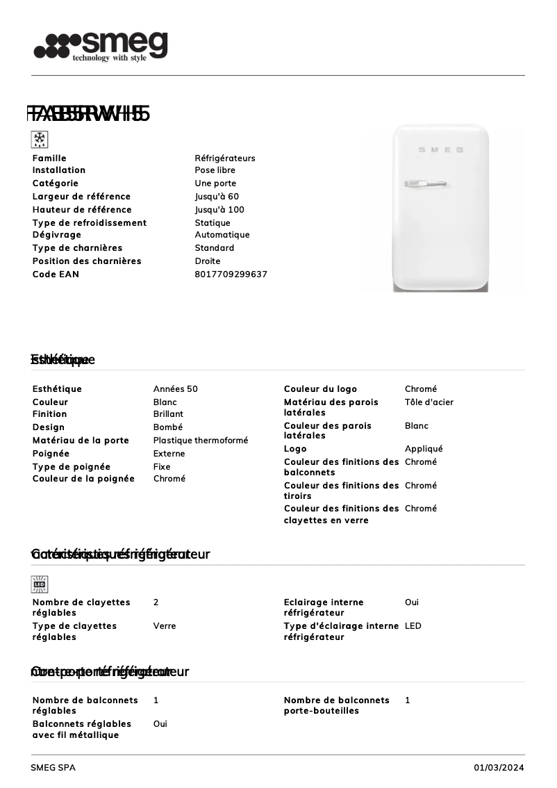 Image de la première page du manuel de l'appareil FAB5RWH5