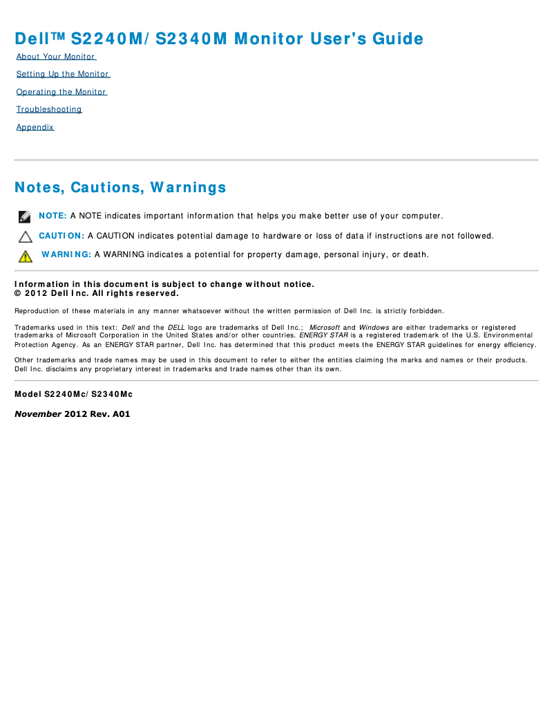 Page n°1 - Manuel utilisateur Dell S2240M