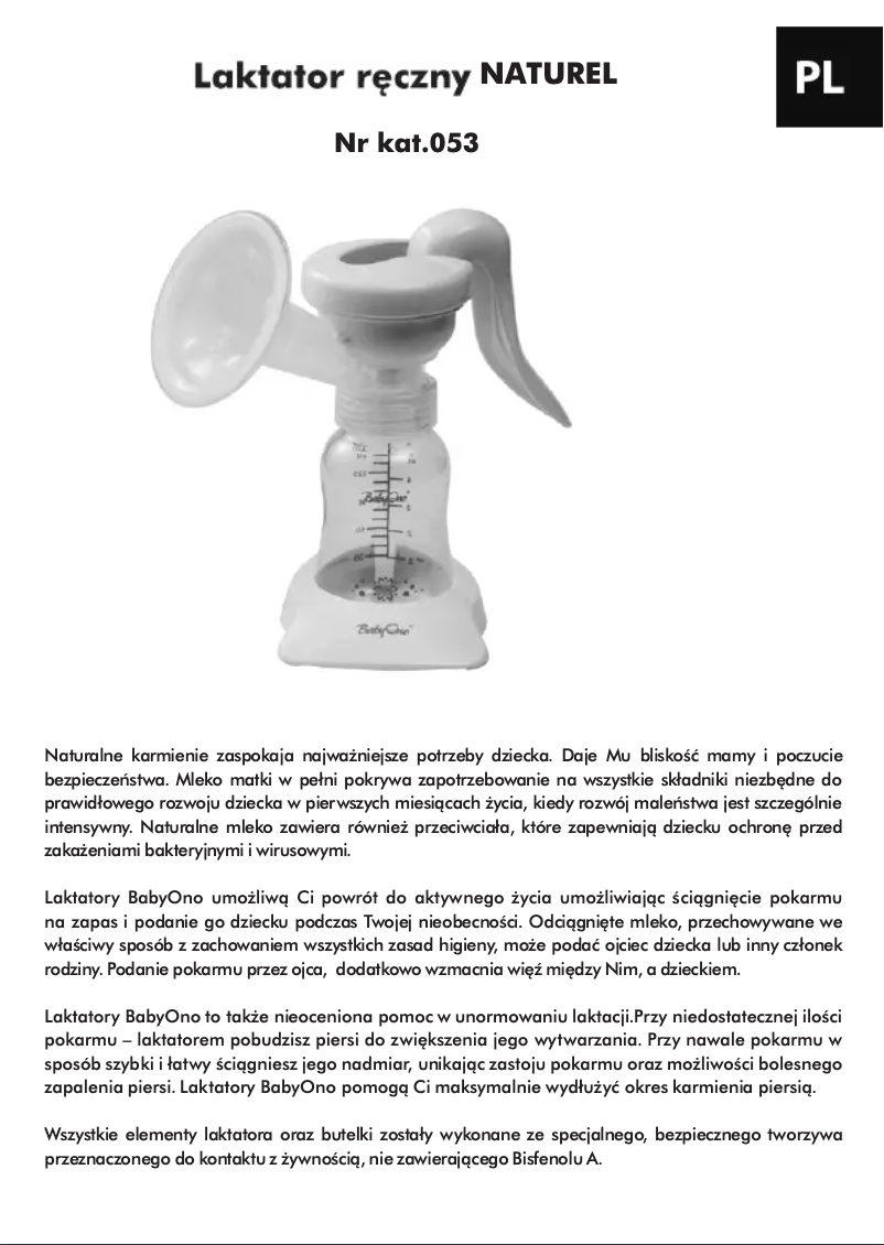 Page 1 de la notice Manuel utilisateur BabyOno Naturel