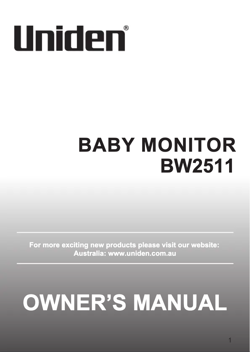 Page 1 de la notice Manuel utilisateur Uniden BW2511