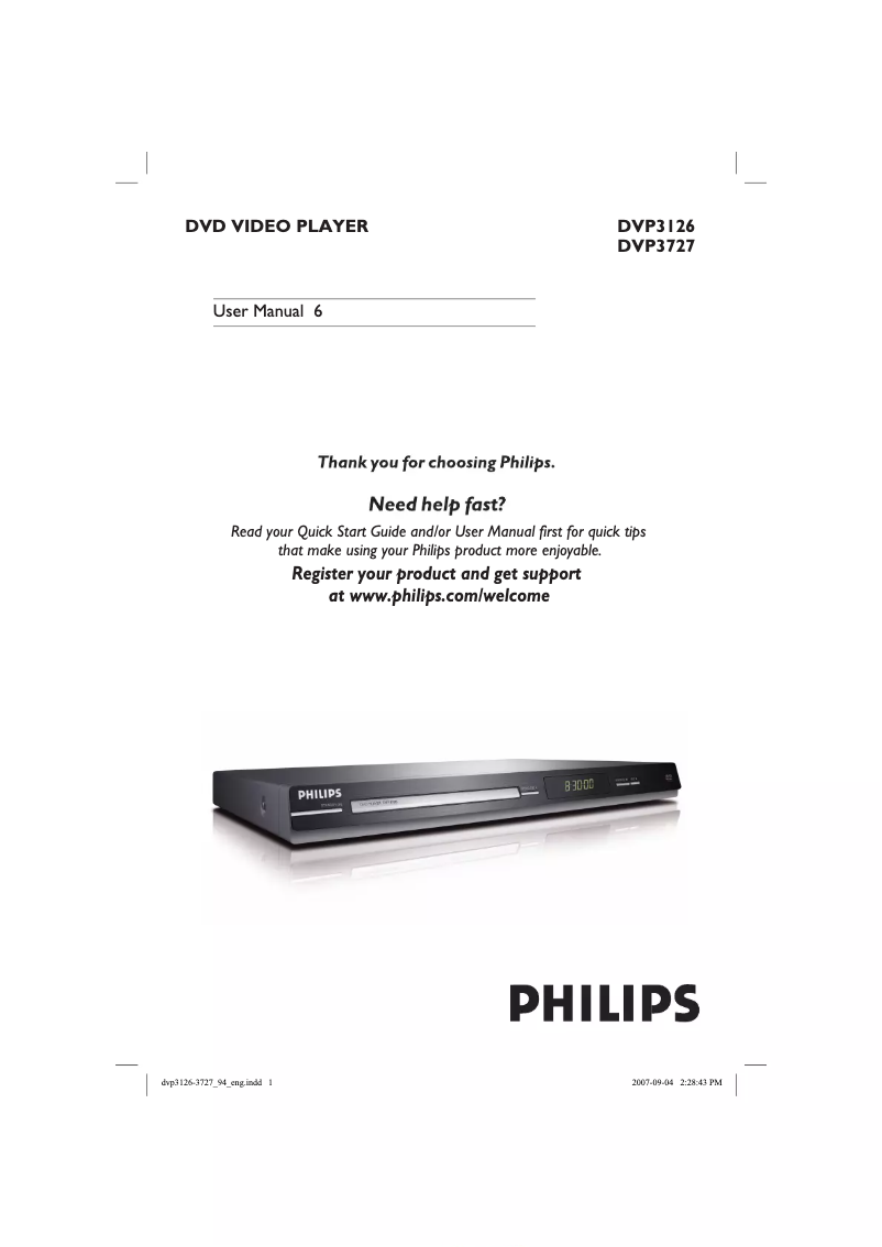 Page n°1 - Manuel utilisateur Philips DVP3727