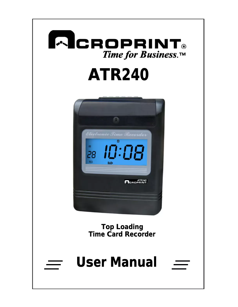 Página 1 del manual Manual de usuario Acroprint ATR240