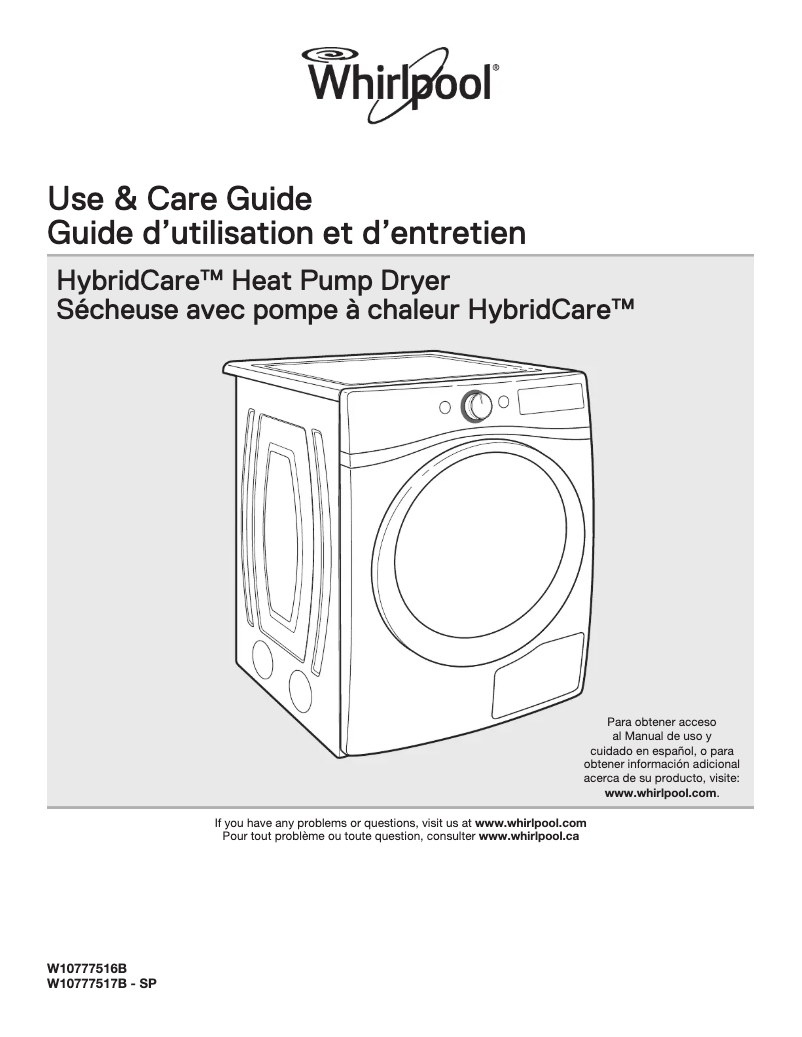 Page 1 de la notice Manuel utilisateur Whirlpool WED7990FW