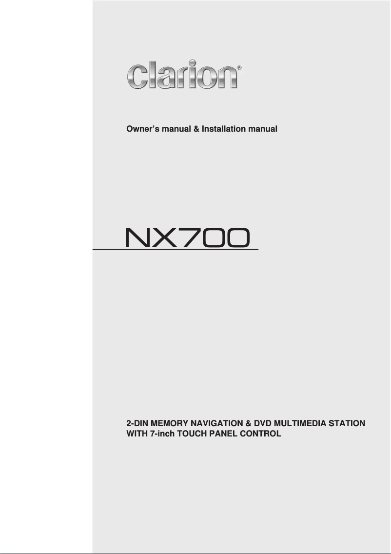 Page n°1 - Manuel utilisateur Clarion NX700