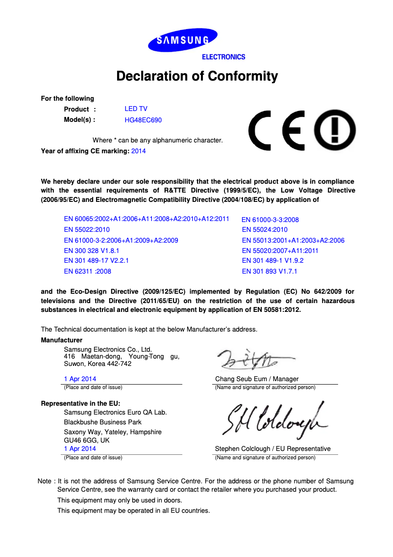 Page 1 de la notice Mode d'emploi Samsung HG32EC690DB
