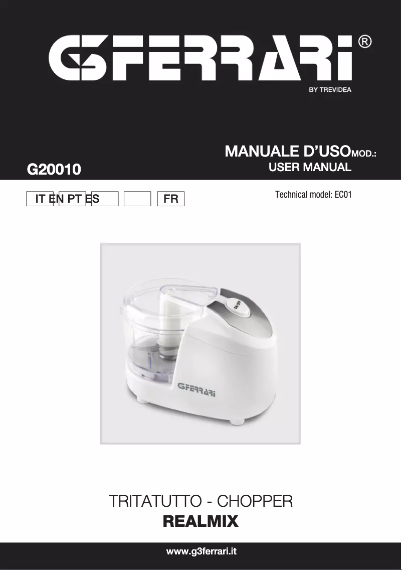 Page 1 de la notice Manuel utilisateur G3 Ferrari Realmix G20010