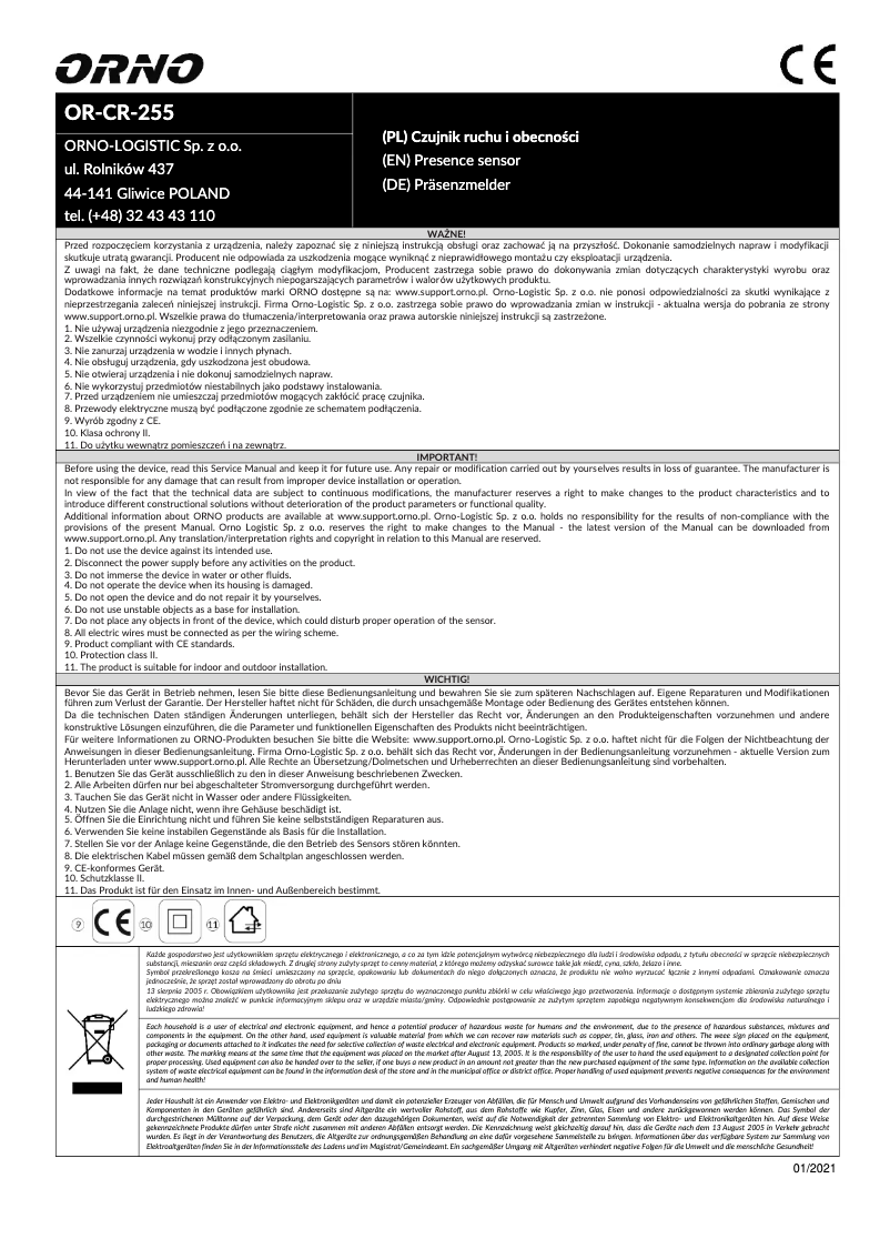 Página 1 del manual Manual de usuario ORNO OR-CR-255