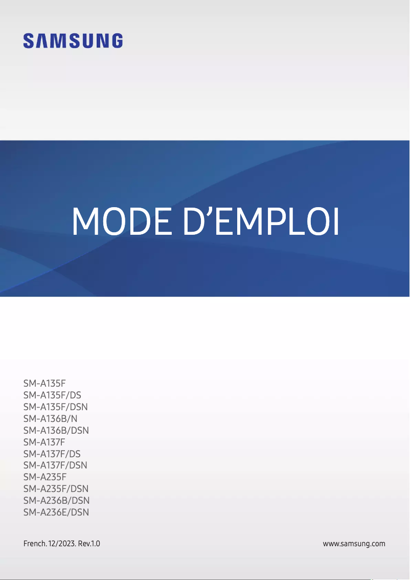 Imagen de la primera página del manual del dispositivo Galaxy A13 5G
