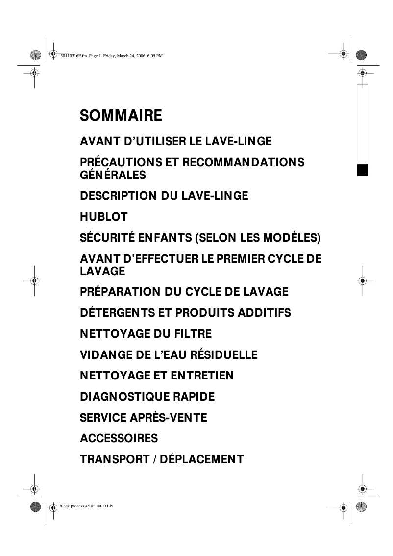 Page n°1 - Manuel utilisateur Whirlpool Indiana 1200