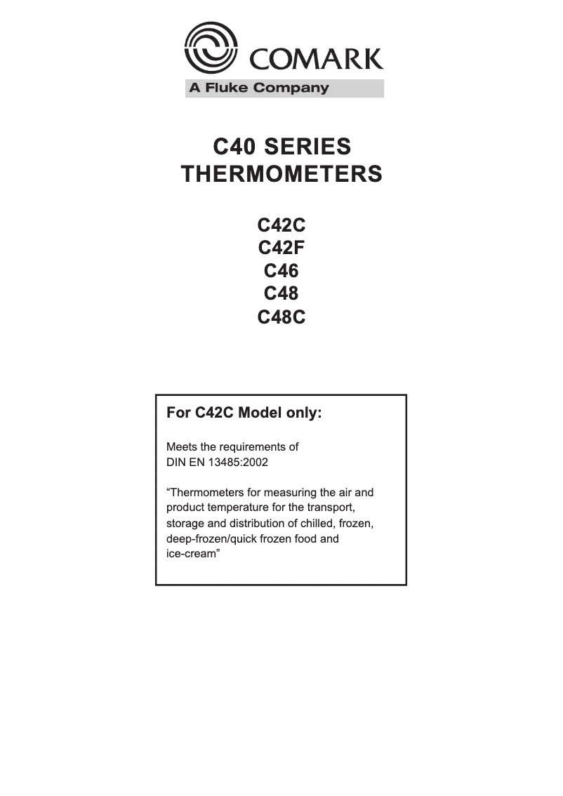 Page n°1 - Manuel utilisateur Comark C48C